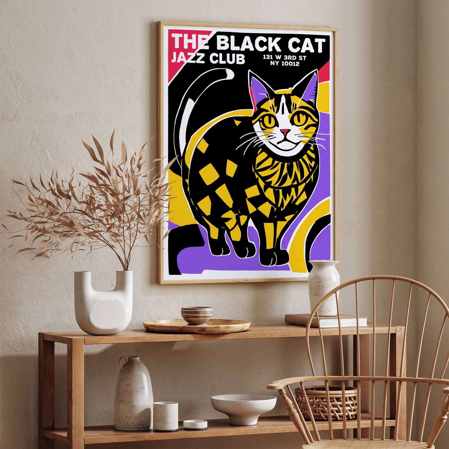 The Black Cat Jazz Club Retro Quirky Poster