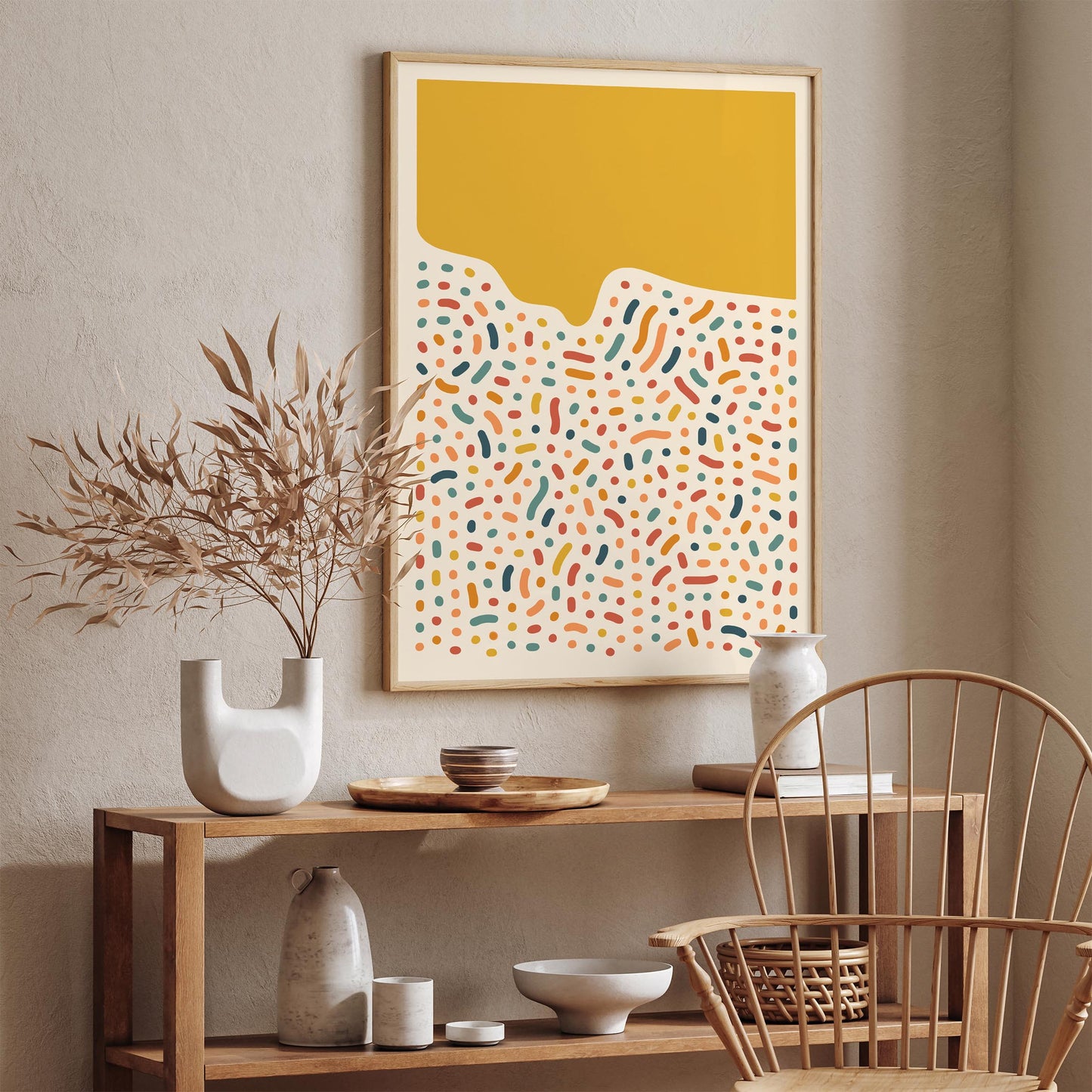 Mid Century Modern Abstract Poster - Retro Colorful Wall Art