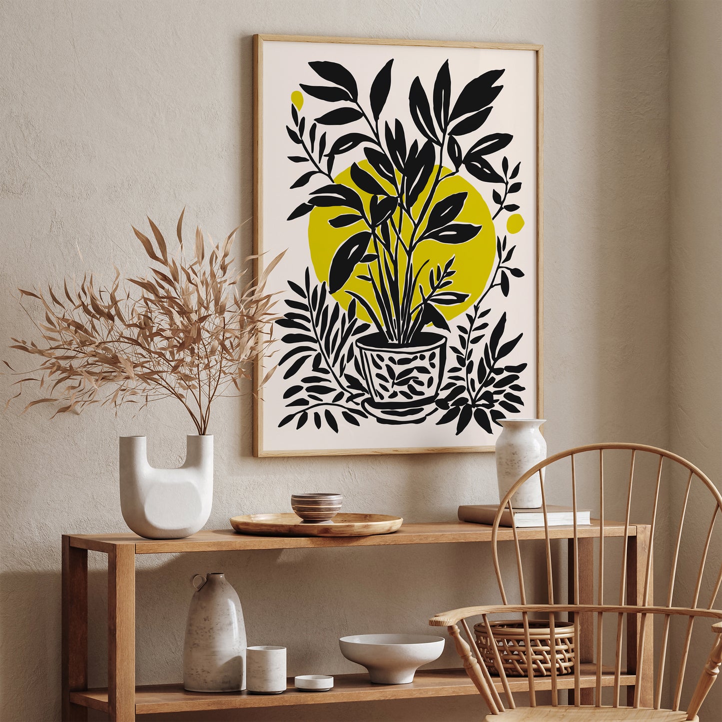 Black Ink Painting Floral Print