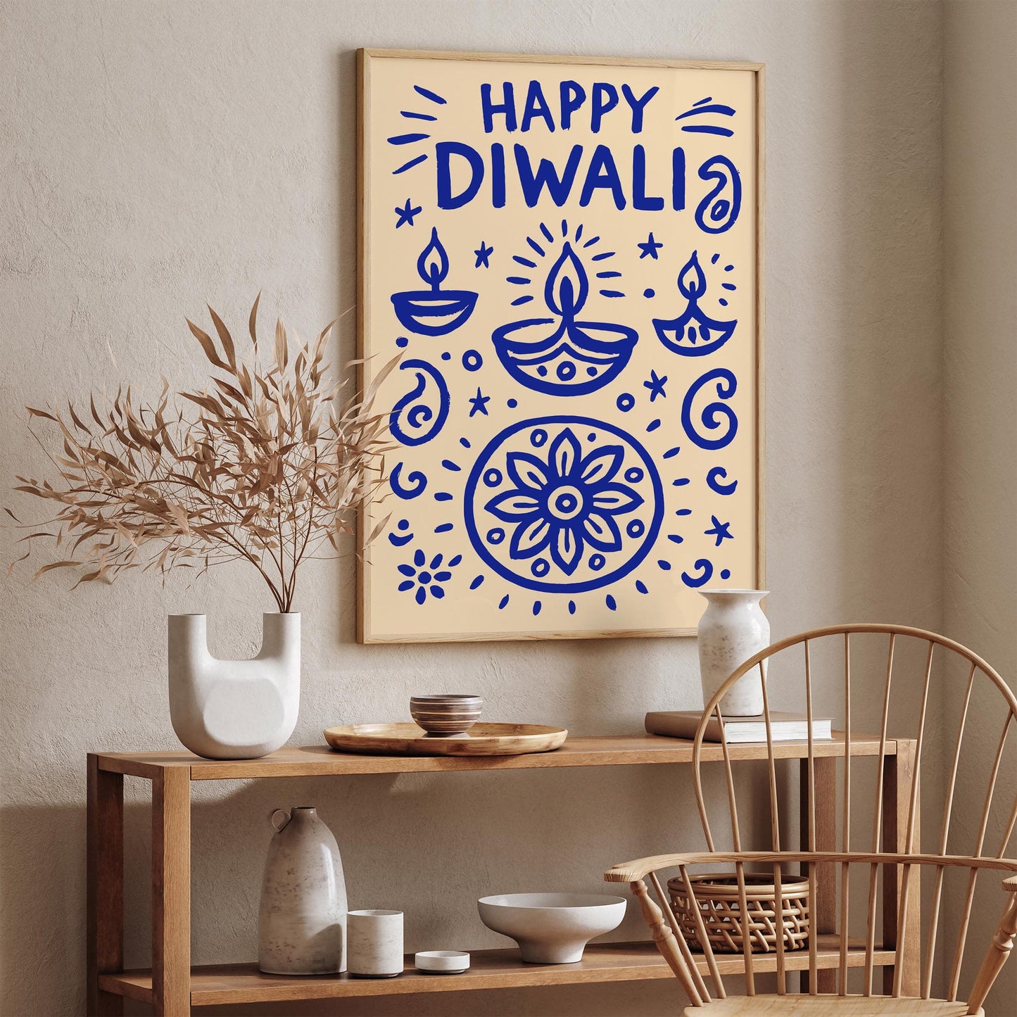Happy Diwali Poster - Hindu Festival Celebration Wall Art
