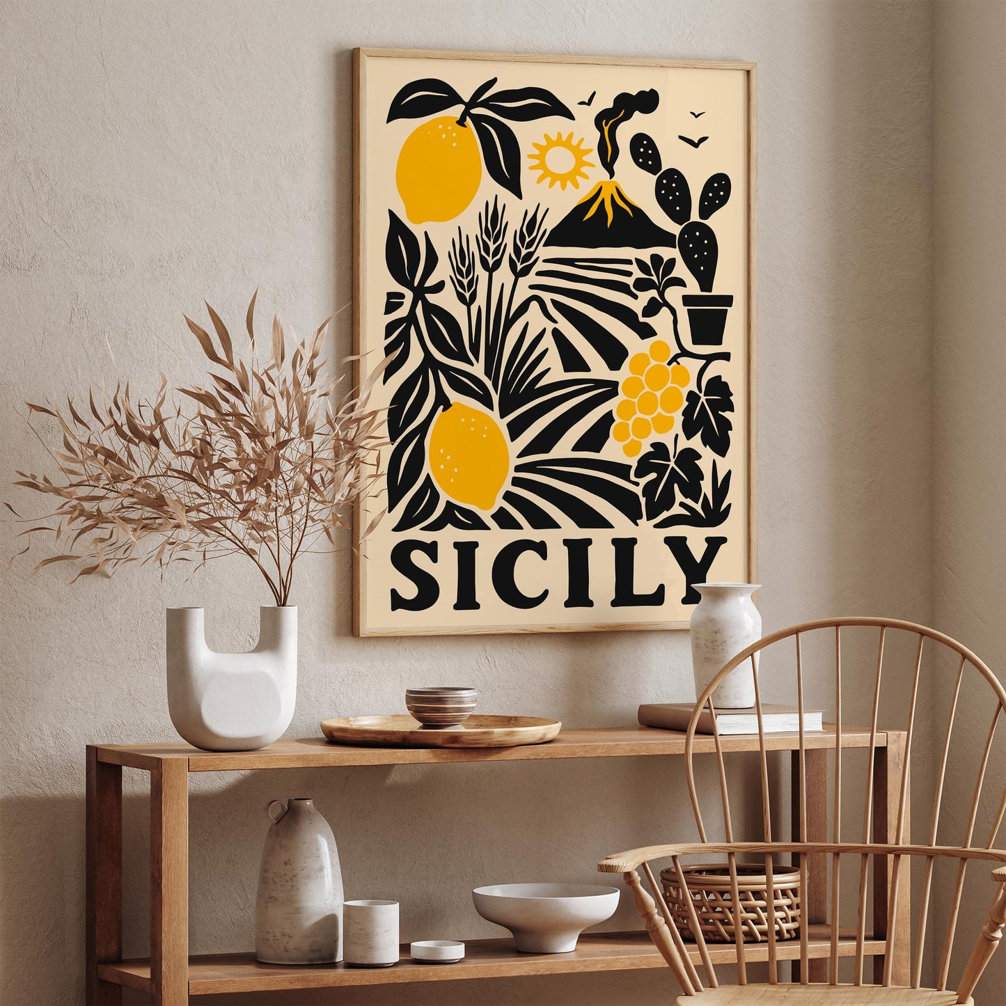 Sicily Retro Travel Poster