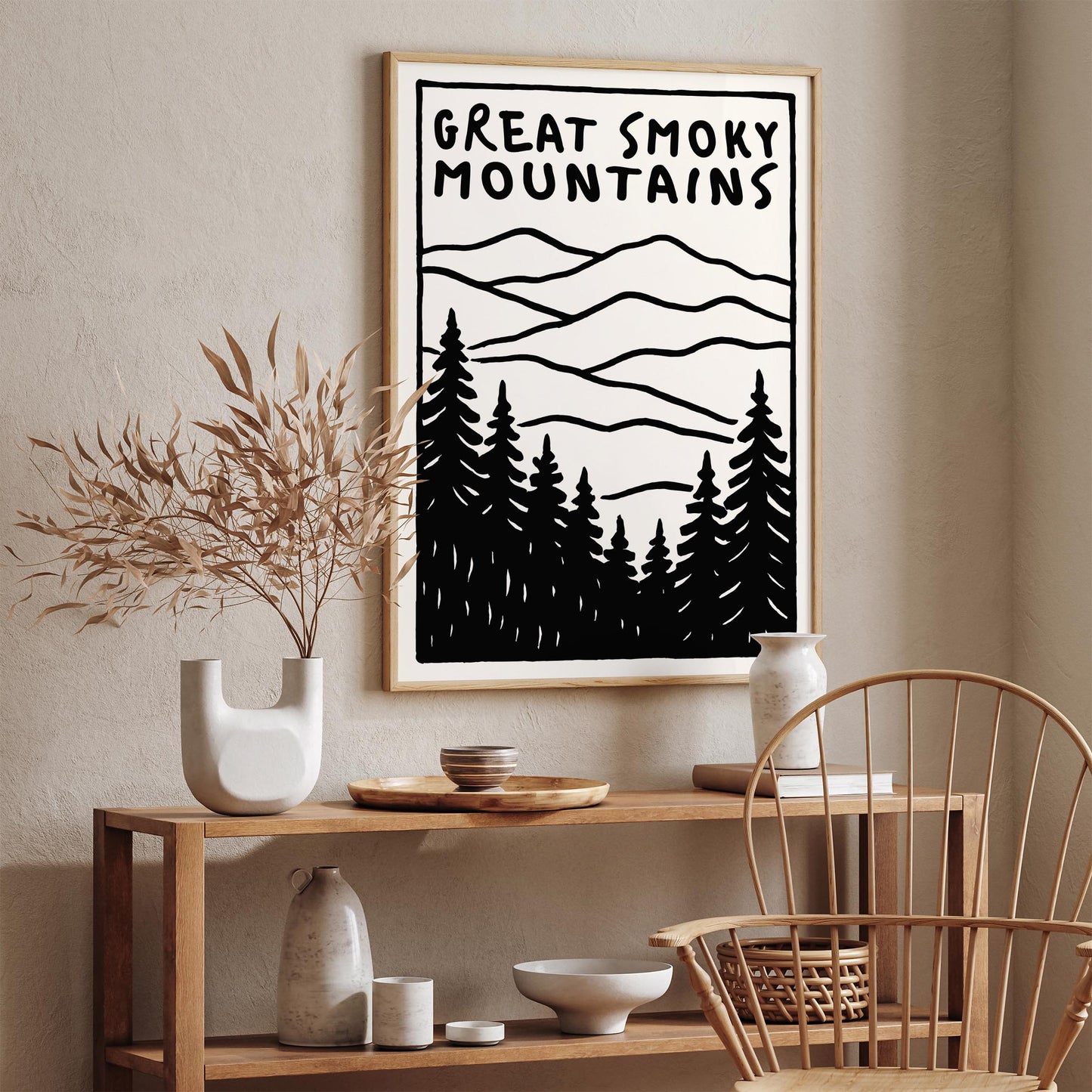 Great Smoky Mountains Black & White Poster