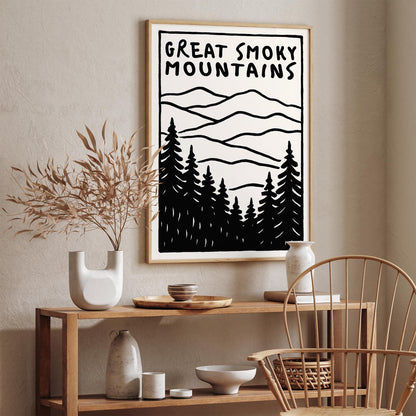Great Smoky Mountains Black & White Poster