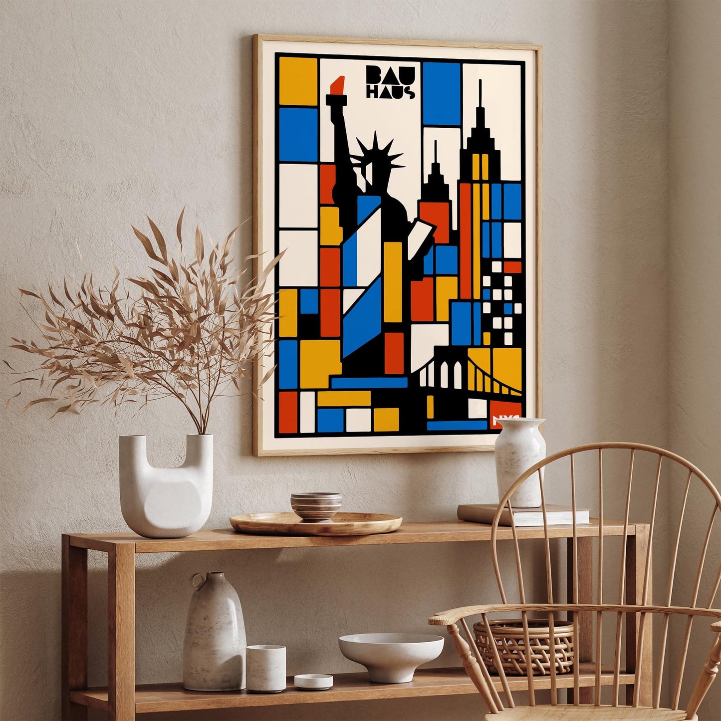Bauhaus NYC Exhibition Poster - Retro Geometric Art Print