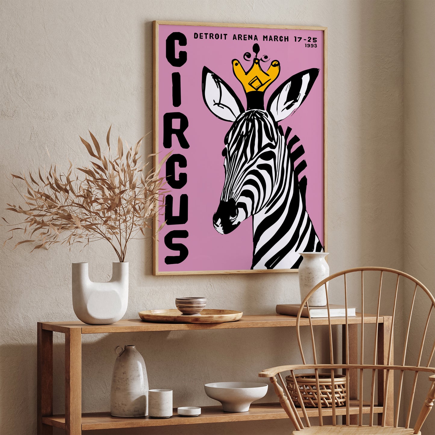 1993 Detroit Arena Circus Retro Zebra Poster