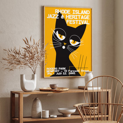 Rhode Island Retro Jazz Cat Poster