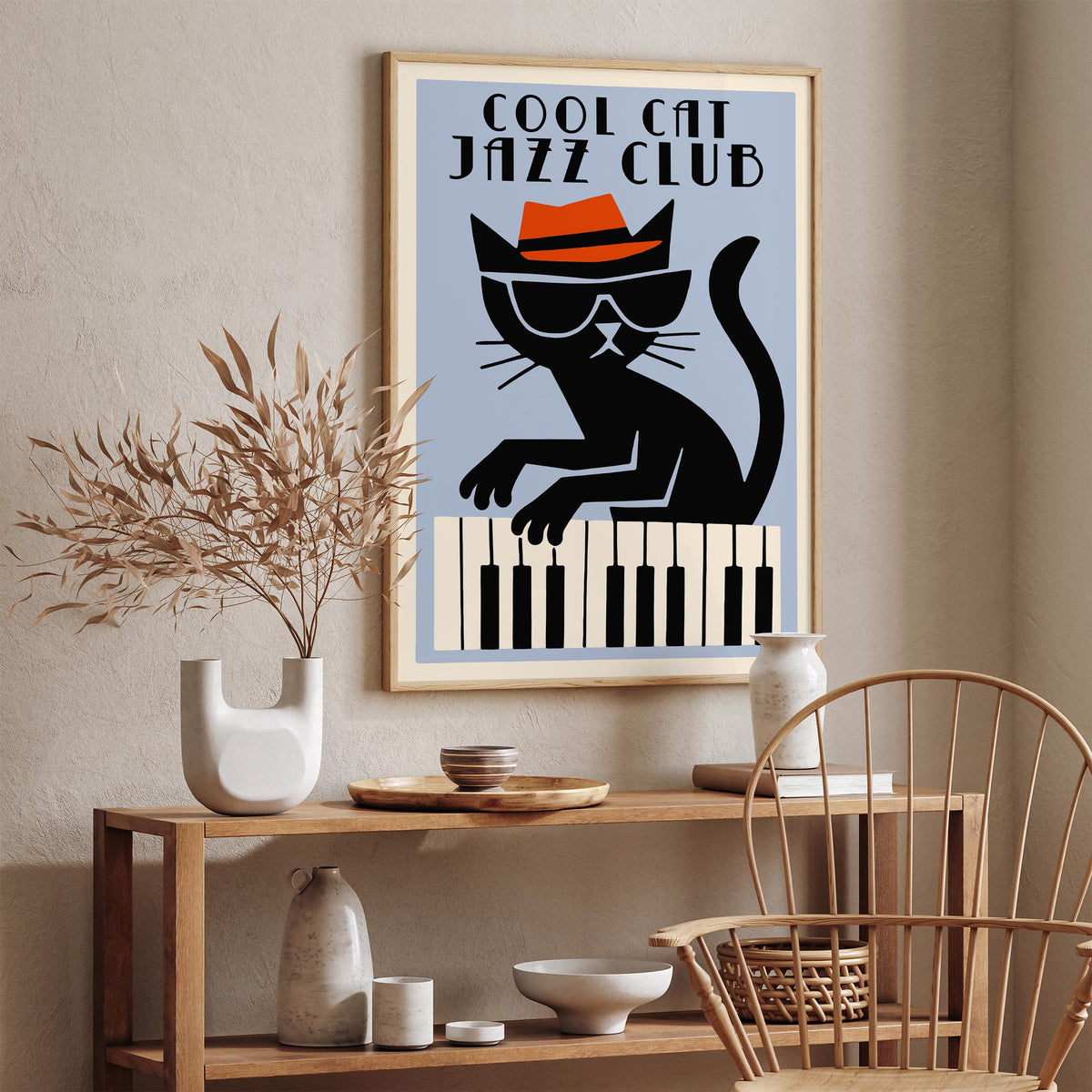 Cool Cat Jazz Club Retro Art Poster