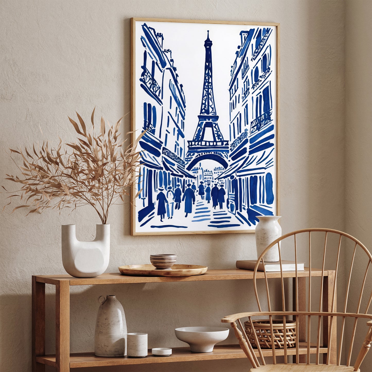 Paris, France Blue Ink Painting Print 2024