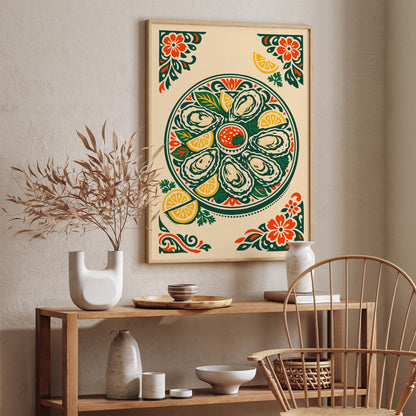 Oyster Plates Kitchen Poster