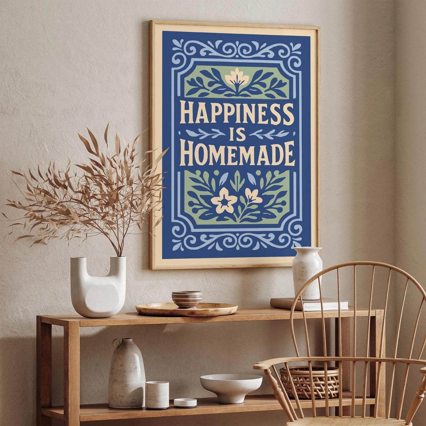 Happiness is Homemade Poster, Quote Art Print