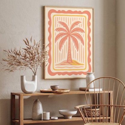 Bohemian Palm Tree in Pastel Girly Colors Print
