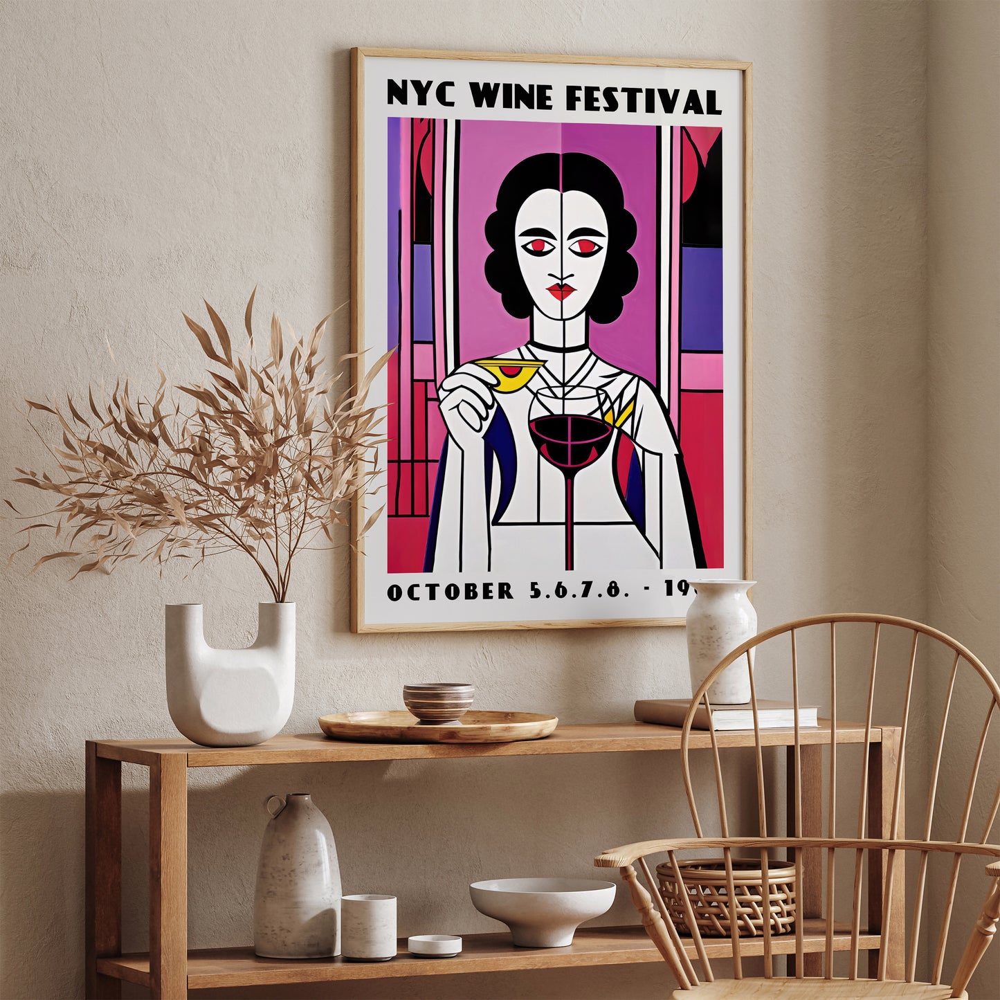 NYC Wine Festival Art Deco Poster