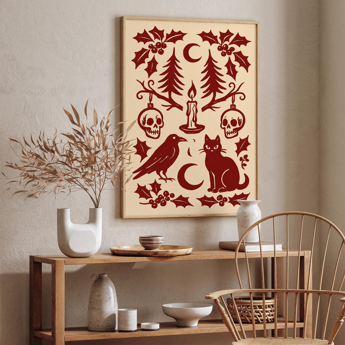 Gothmas Poster - Burgundy Gothic Christmas Wall Art