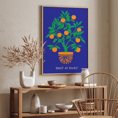 Fruit of Sicily Blue Poster