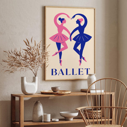 Ballet Poster Two Dancers in Heart Shape Print