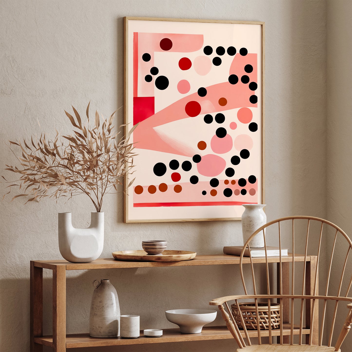 MCM Pink Shades Dots Pattern Art Print