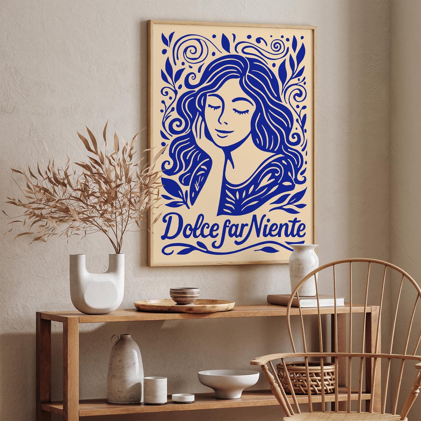Dolce Far Niente Poster - Blue Quote Wall Art
