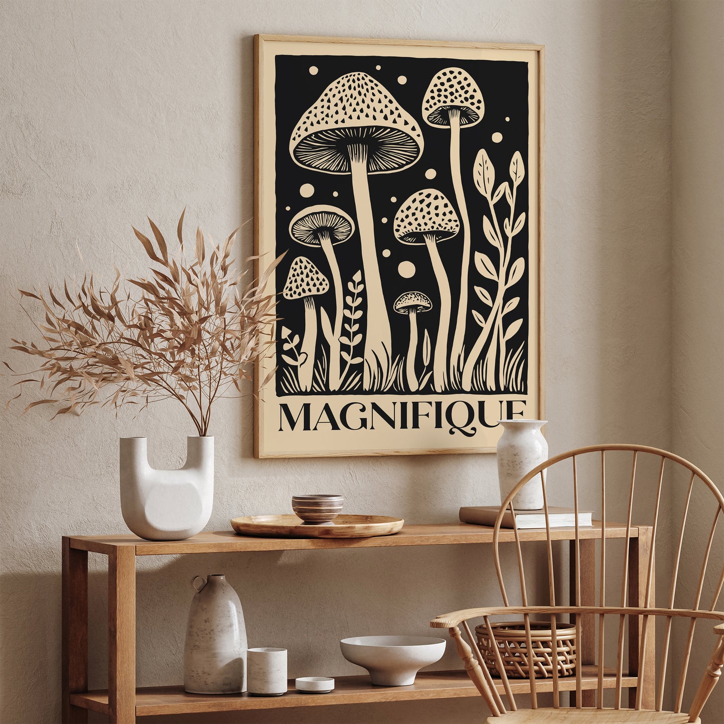Magnifique Mushrooms Vintage Poster