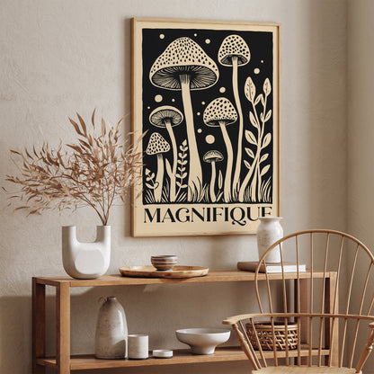 Magnifique Mushrooms Vintage Poster