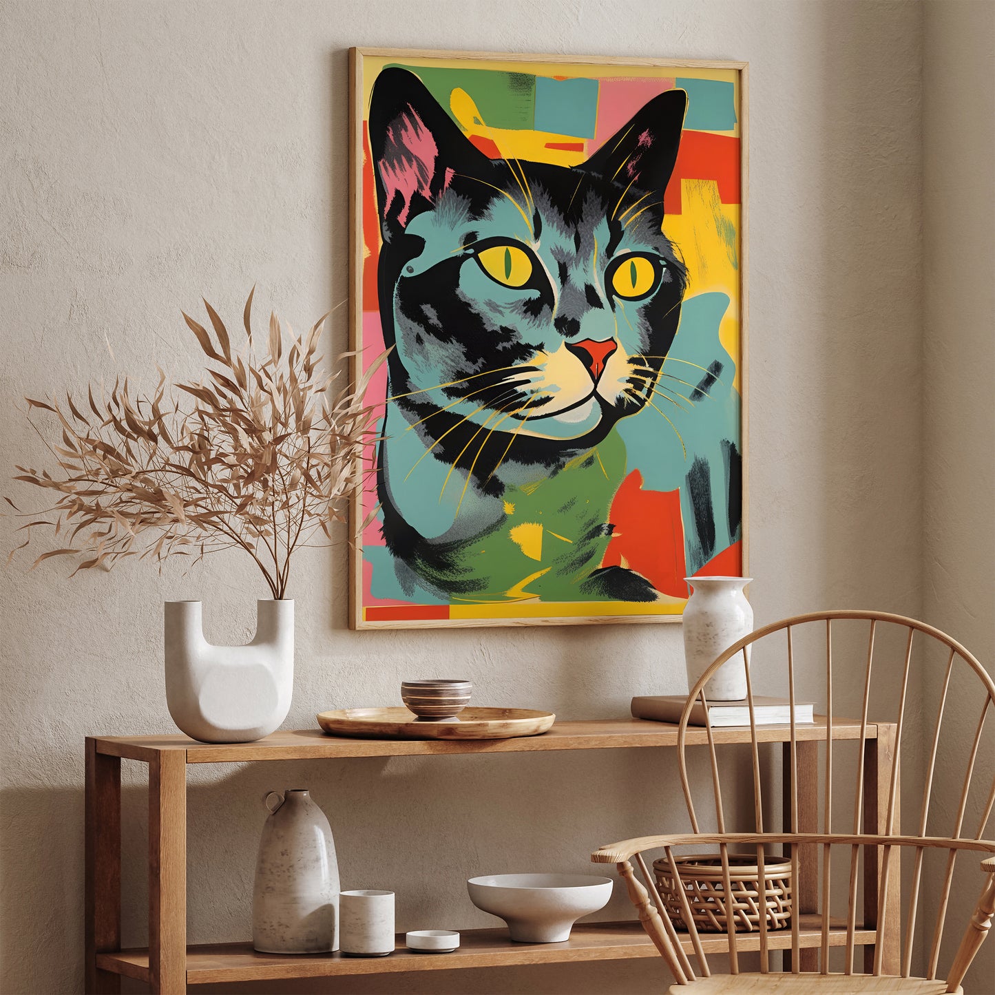 Colorful Retro Cat Reproduction Poster