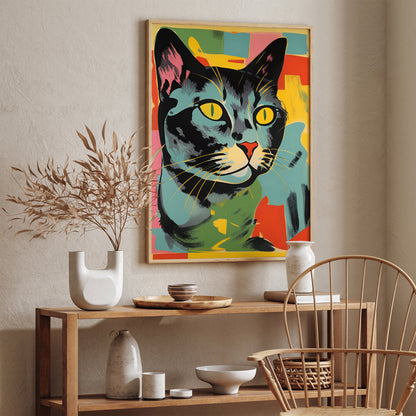 Colorful Retro Cat Reproduction Poster