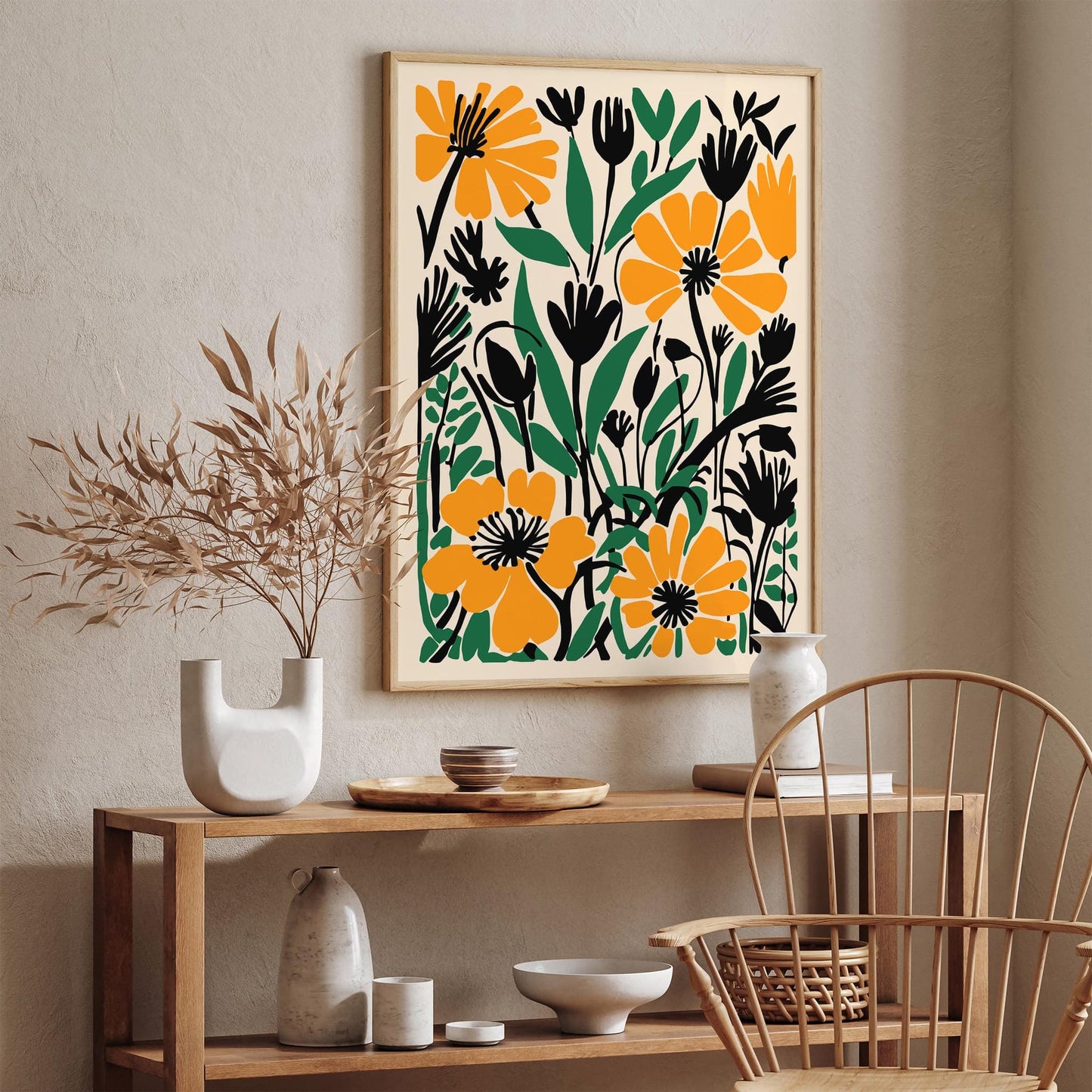 Green and Yellow Botanical Meadow Floral Poster