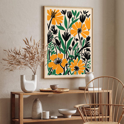 Green and Yellow Botanical Meadow Floral Poster