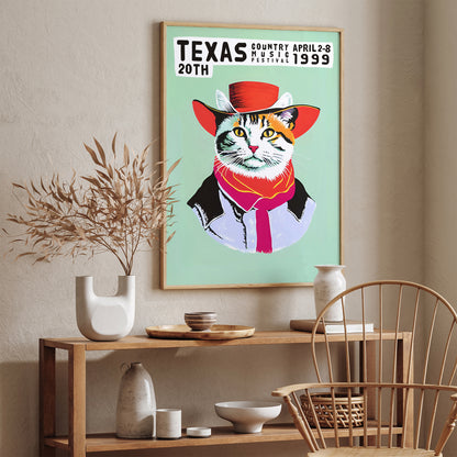 Texas Country Festival Cat Poster 1999