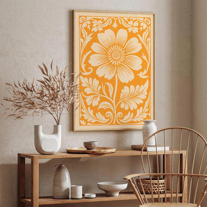 Yellow Rococo Floral Botanical Art Print Poster