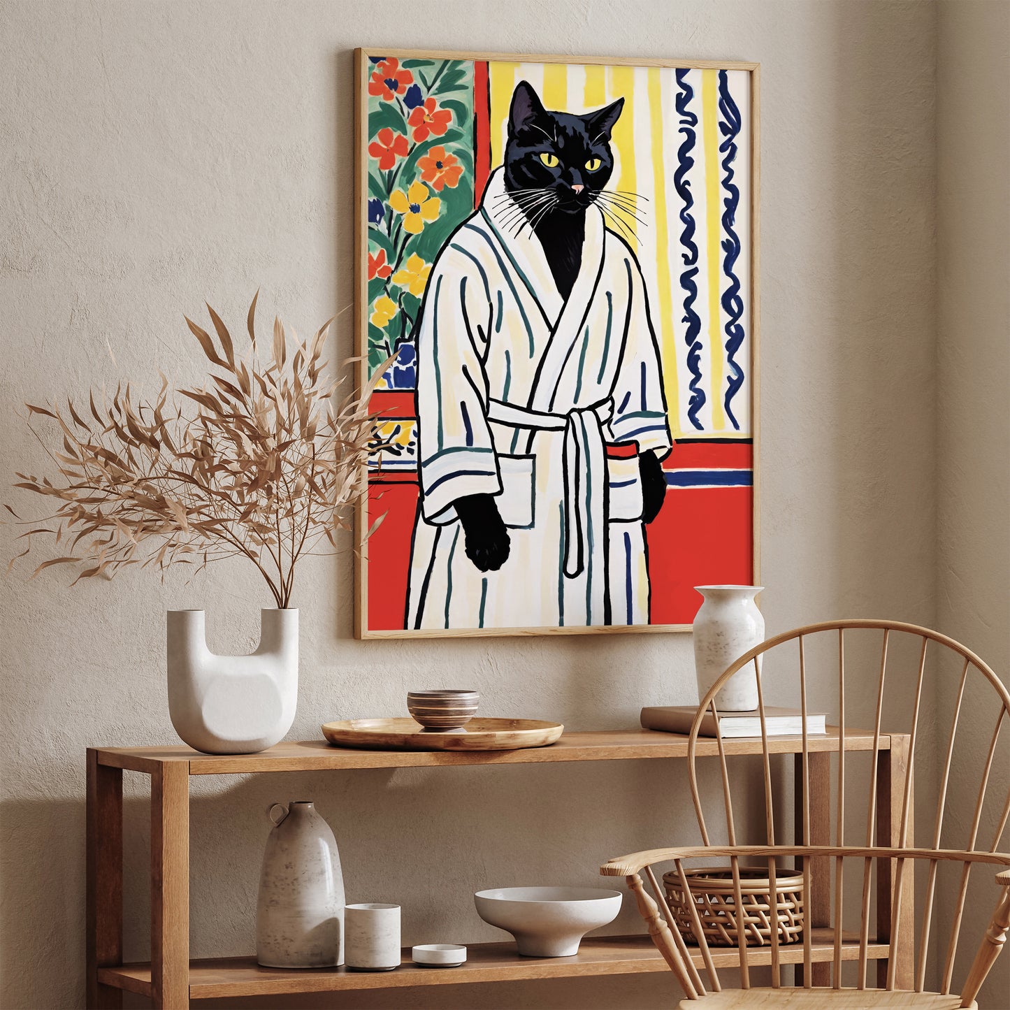 Bathroom Cat Cute Bathrobe Poster