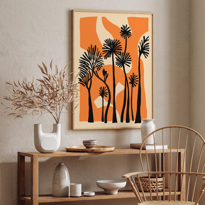 Mid Century Modern Palm Trees Abstract Poster