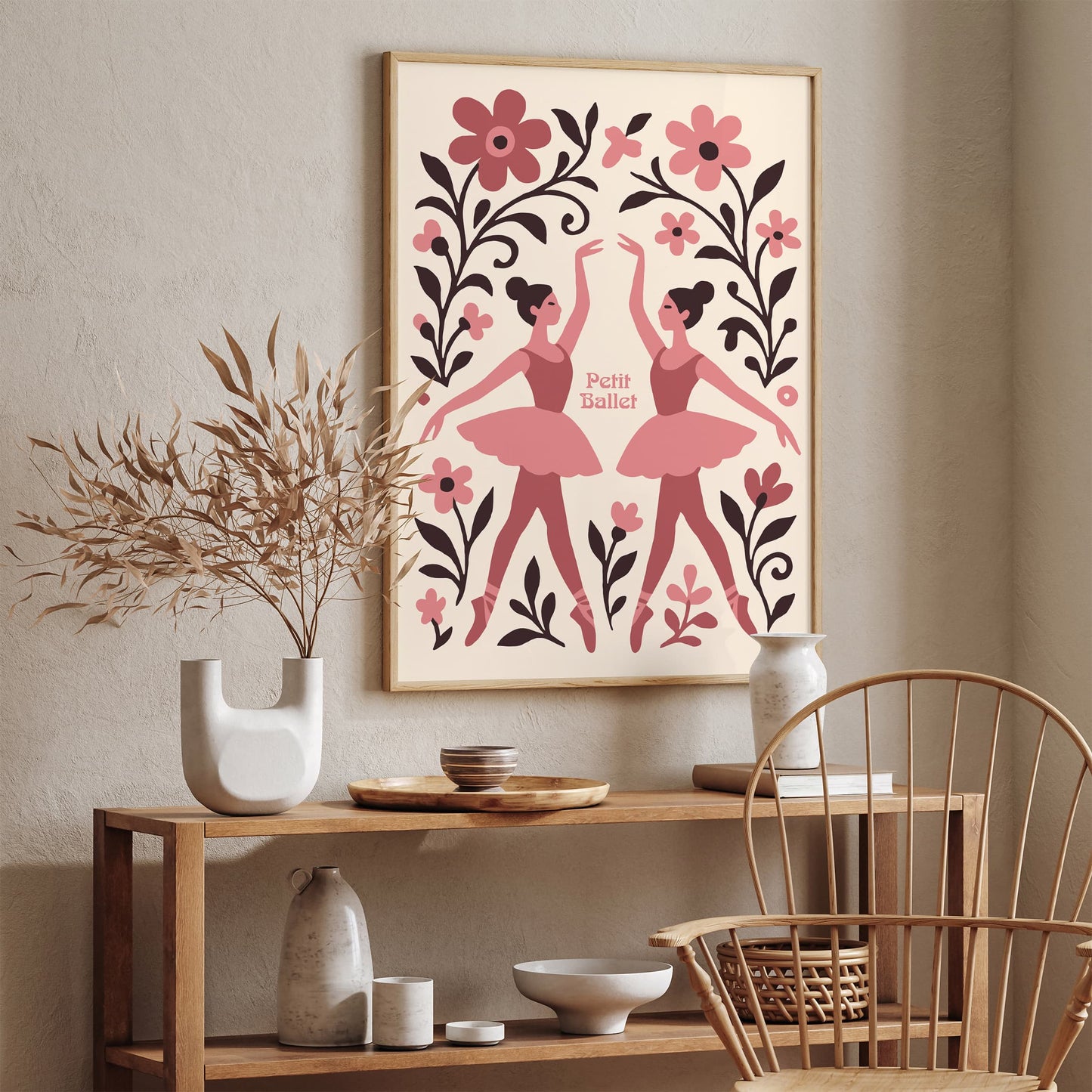 Pink Ballerina Poster - Girls Room Ballet Wall Art Decor