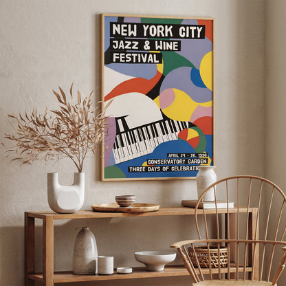 Jazz & Wine Festival New York City Retro Print