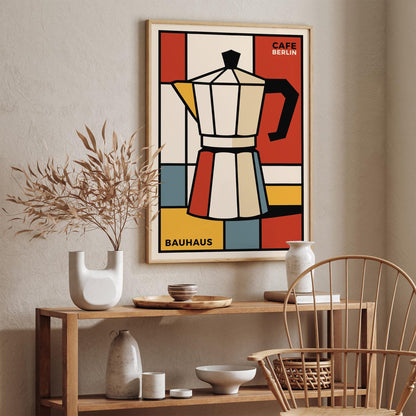 Bauhaus Cafe Berlin Poster - Retro Geometric Wall Art