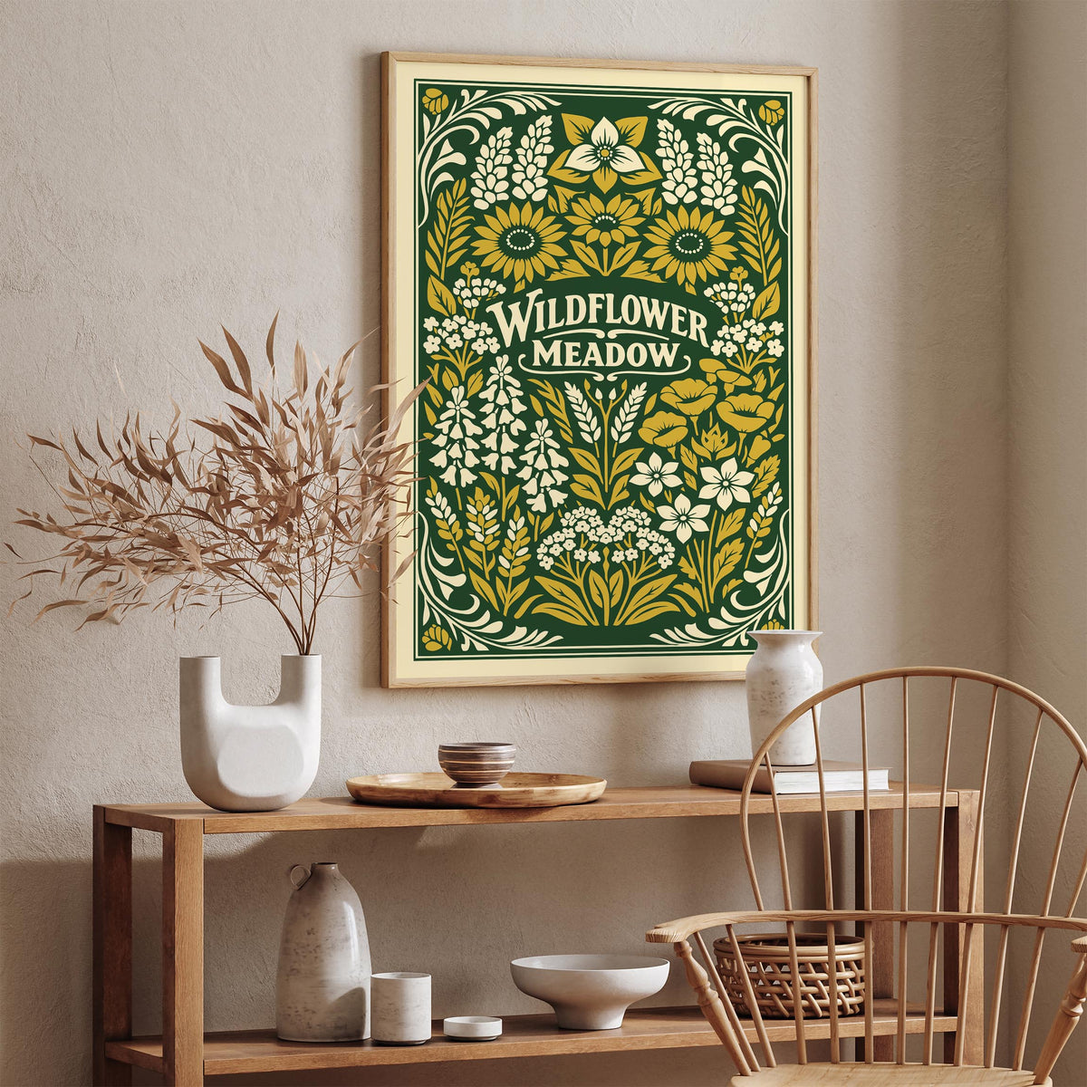 Vintage Wildflower Meadow Botanical Art Poster