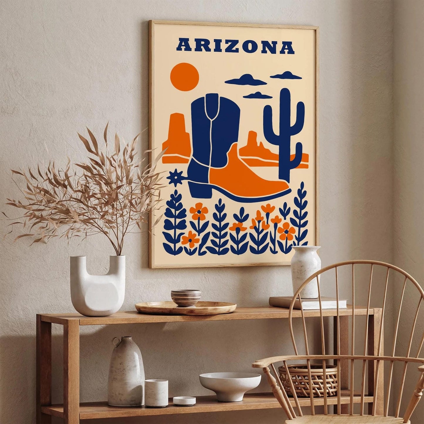 Arizona Texas Blue Orange Art Print