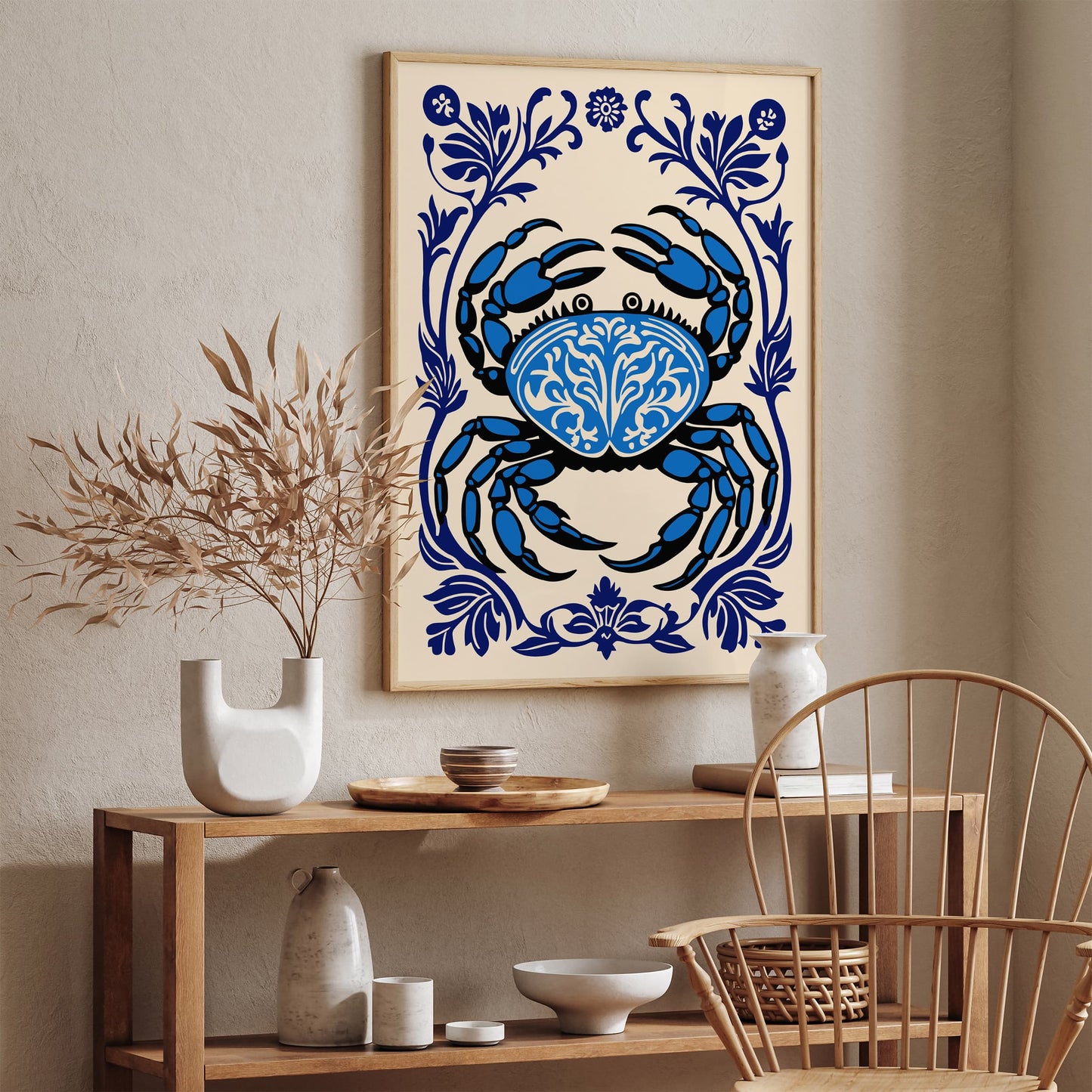 Blue Crab Neutical Art Print