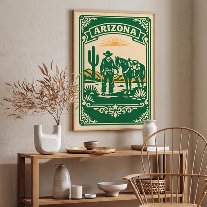 Arizona Cowboy Horse Travel Poster