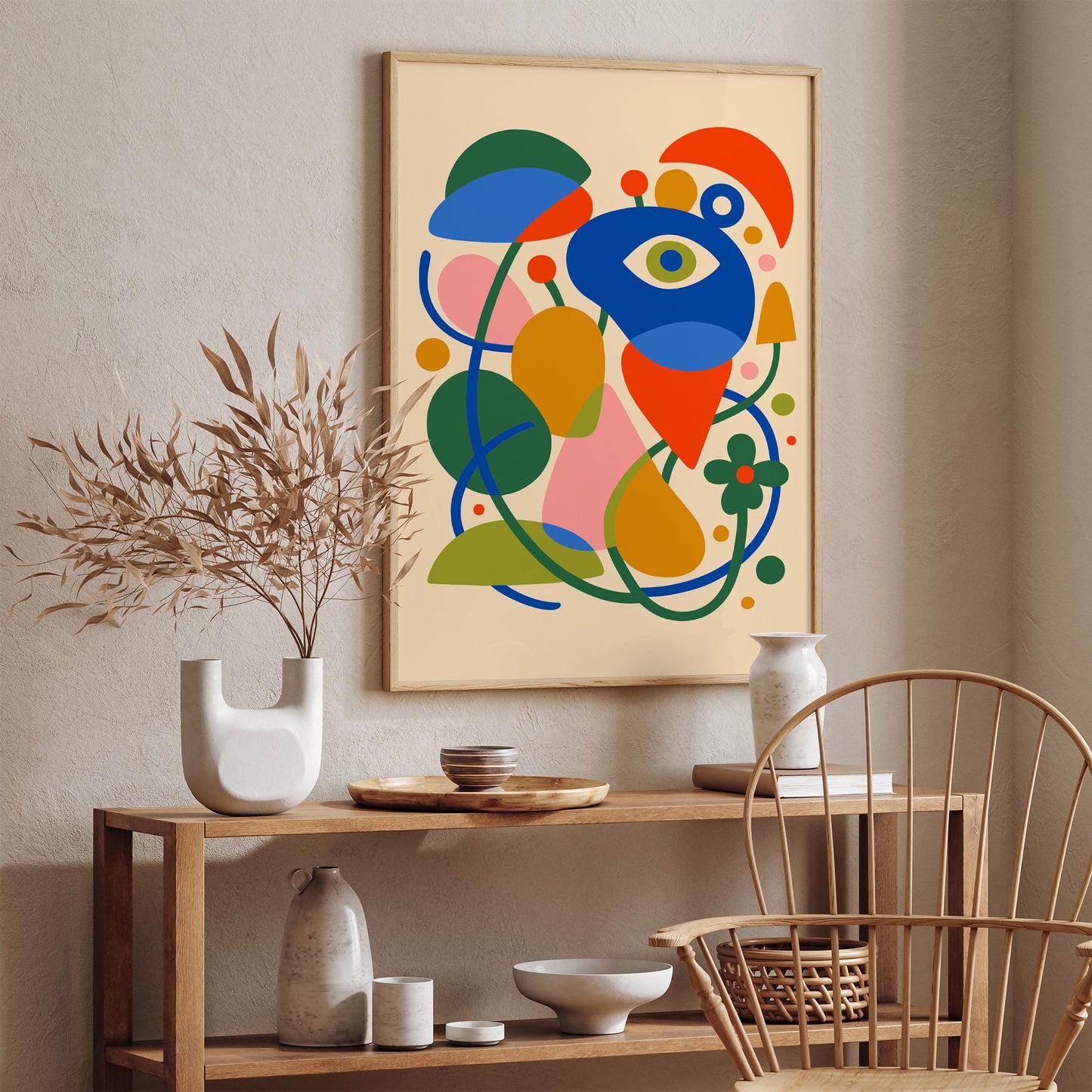 Retro Colorful Abstract Wall Art Print 2026