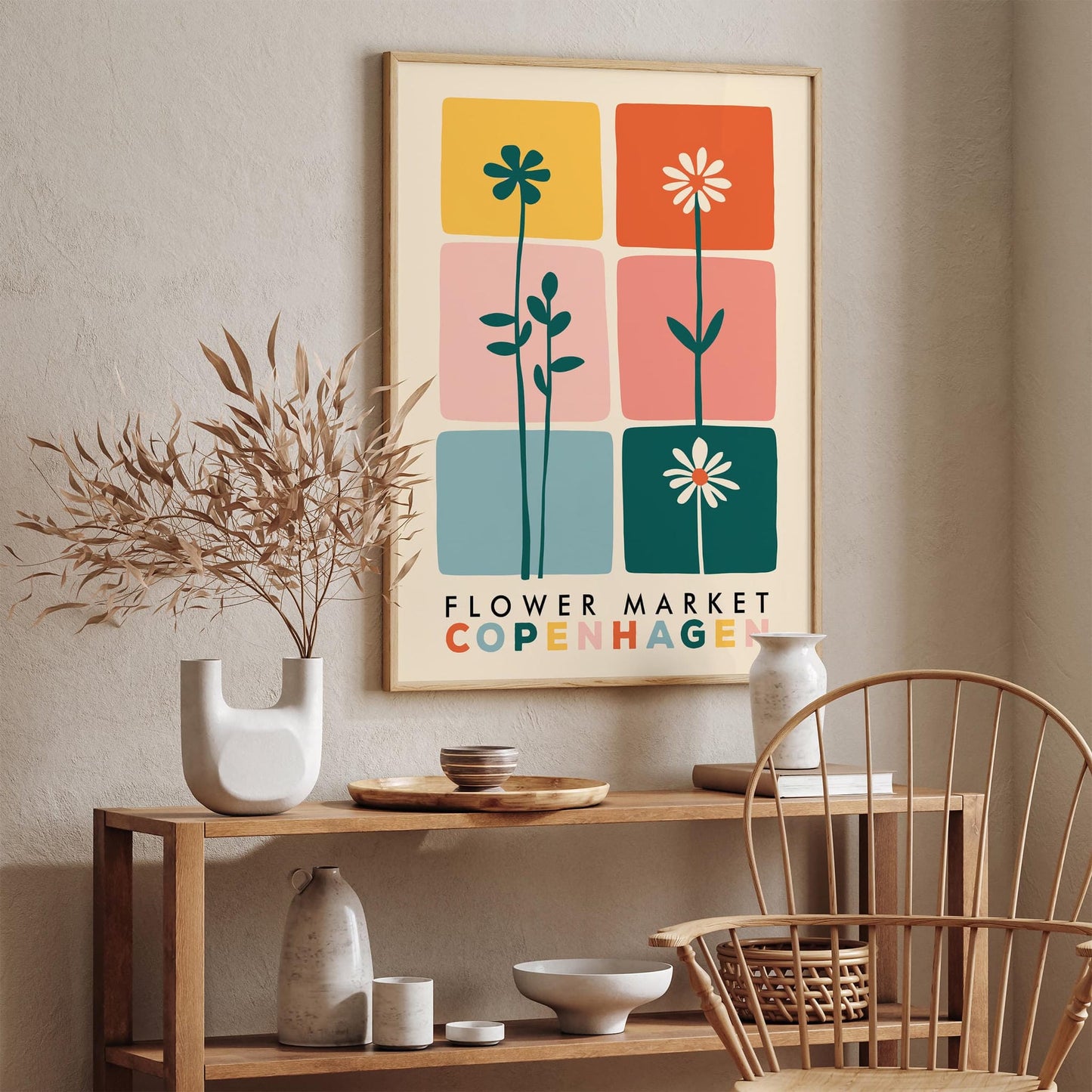 Retro Flower Market Copenhagen Denmark Poster