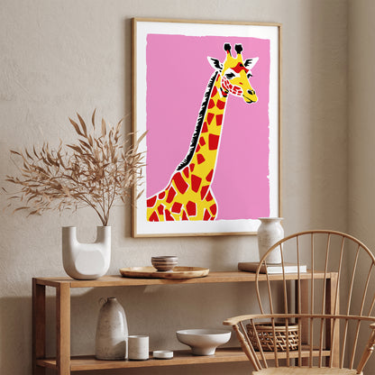 Cute Giraffe Pink Poster