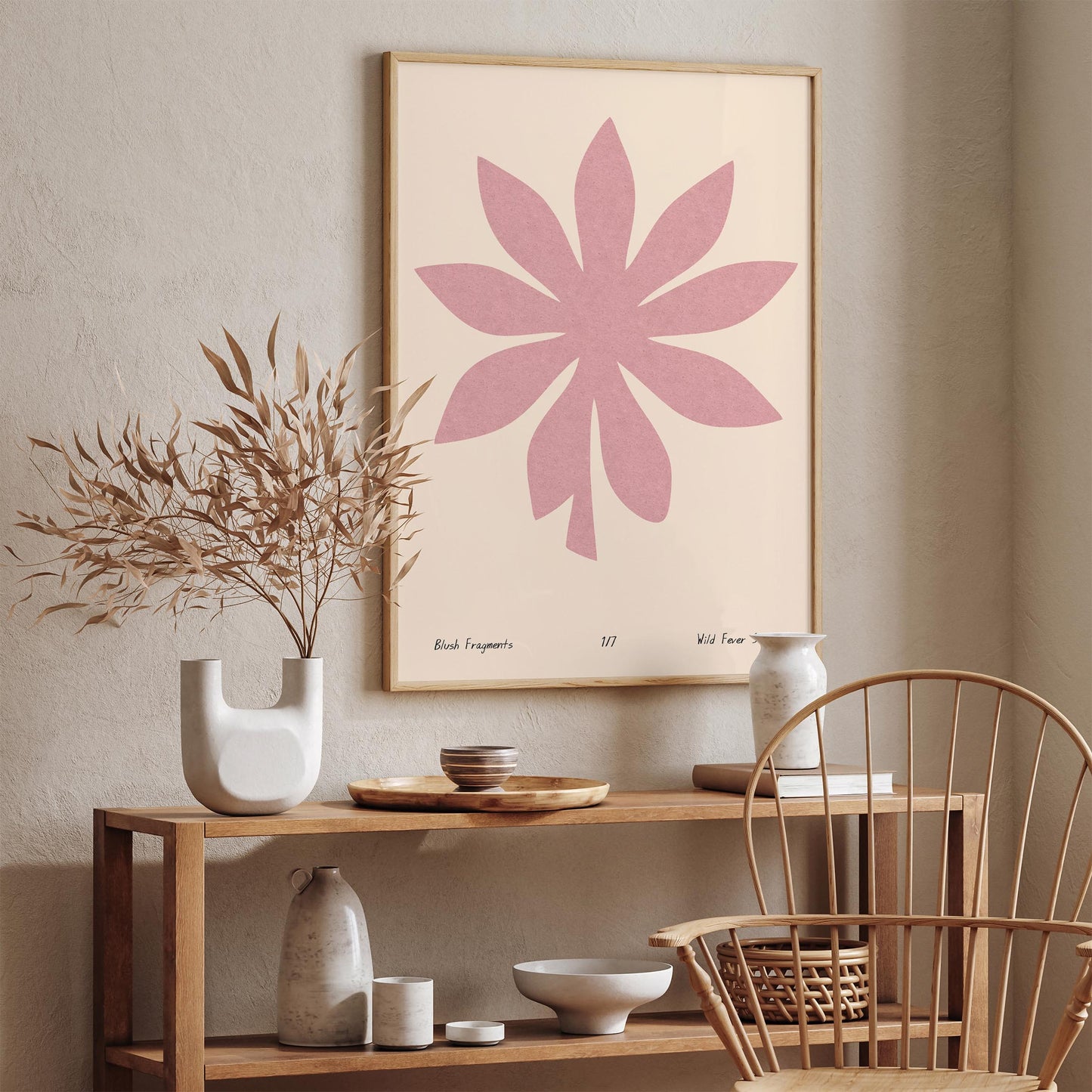 Pink Abstract Minimalist Cut Outs Wall Art