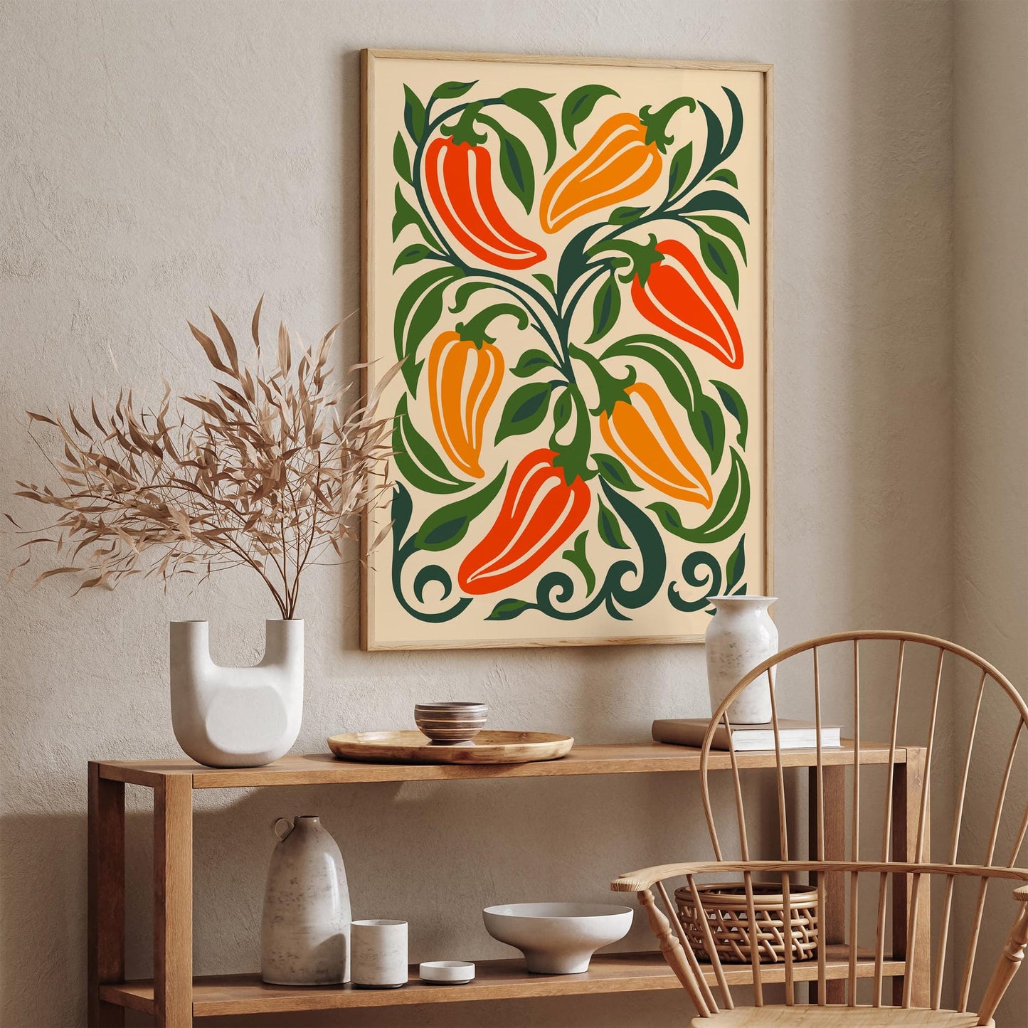 Kitchen Wall Art Decor Colorful Peppers Print
