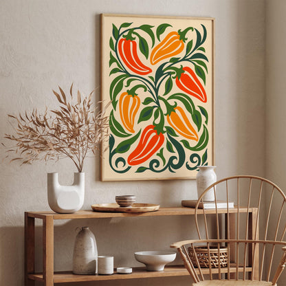 Kitchen Wall Art Decor Colorful Peppers Print