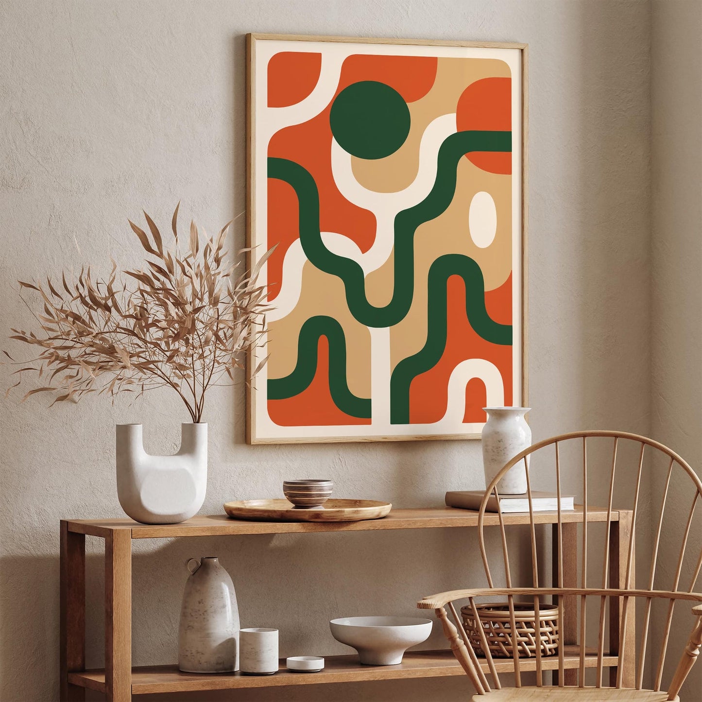 Retro 70s Vibe Abstract Wall Art Print