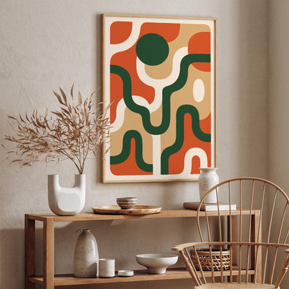 Retro 70s Vibe Abstract Wall Art Print