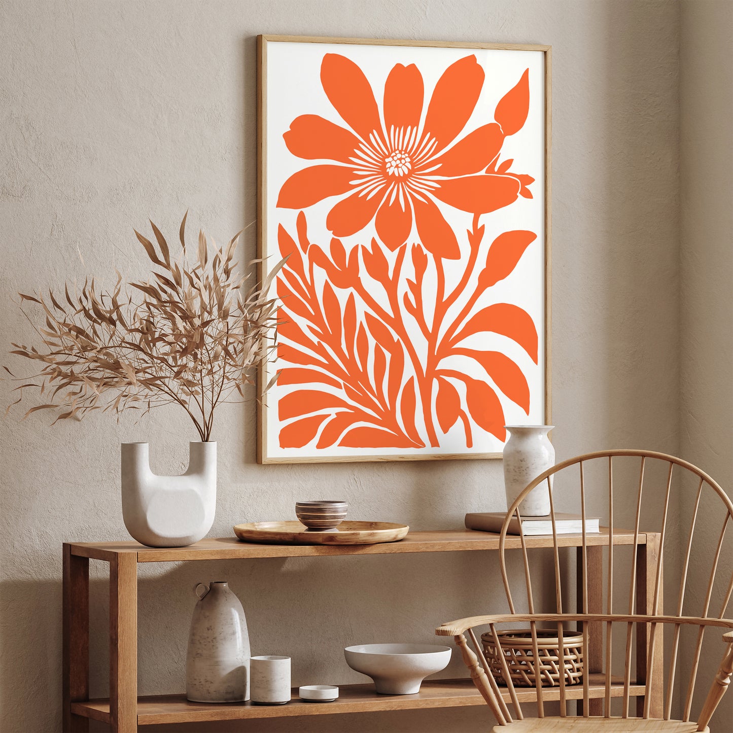 Orange Big Flower Wall Art