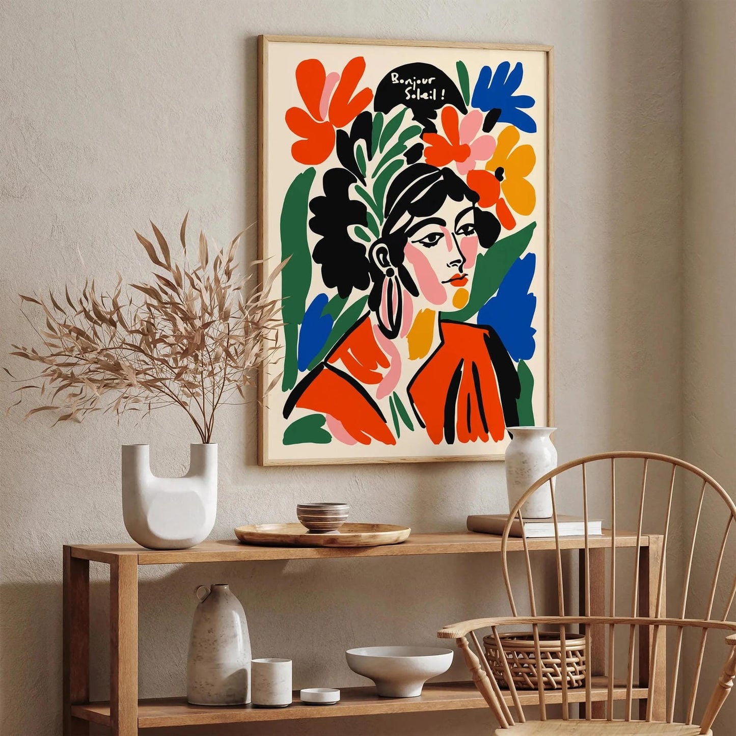 Bonjour Soleil – Colorful Woman Wall Art Poster