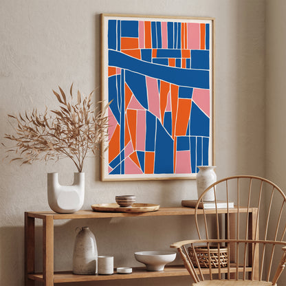 Retro Modern Blue Home Art