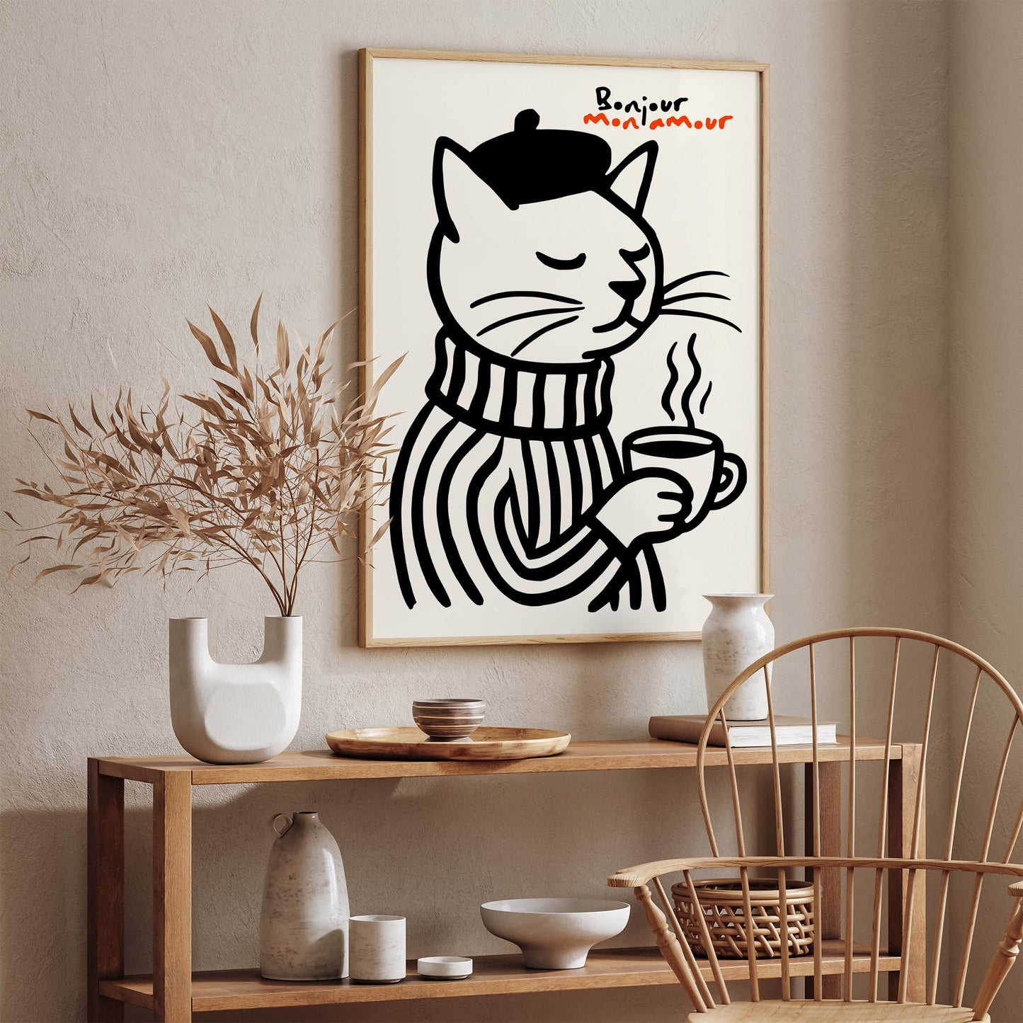 Bonjour Mon Amour Poster - French Cofffee Time Wall Art